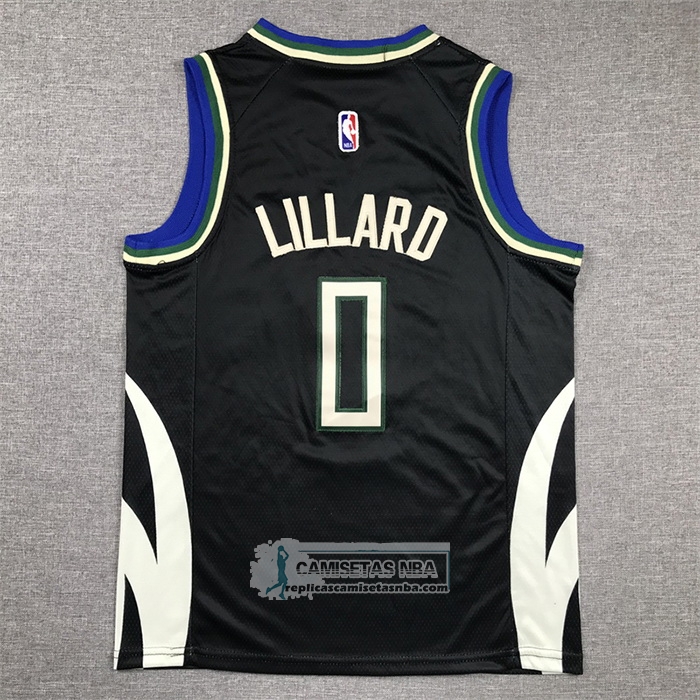 Camiseta Nino Milwaukee Bucks Damian Lillard NO 0 Statement 2022-23 Negro